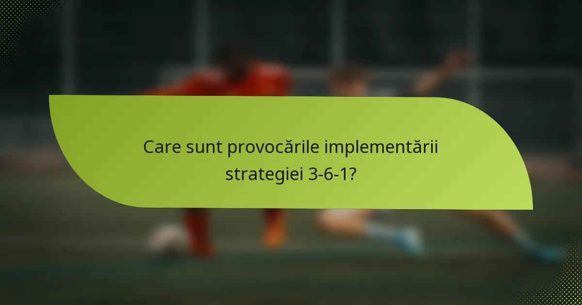 Care sunt provocările implementării strategiei 3-6-1?