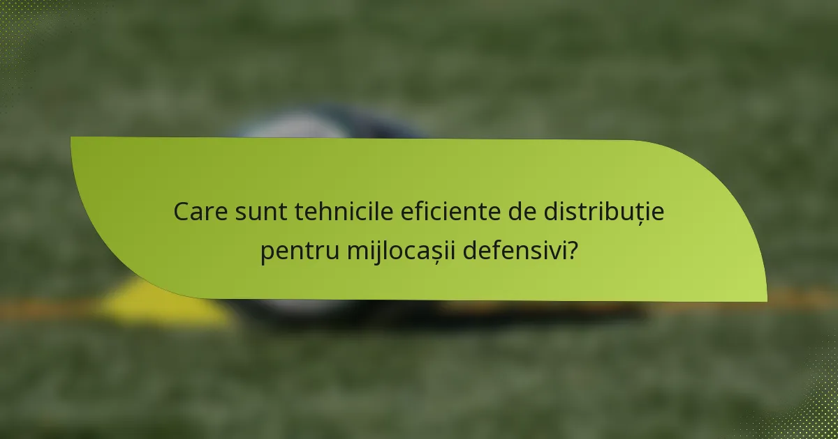 Care sunt tehnicile eficiente de distribuție pentru mijlocașii defensivi?