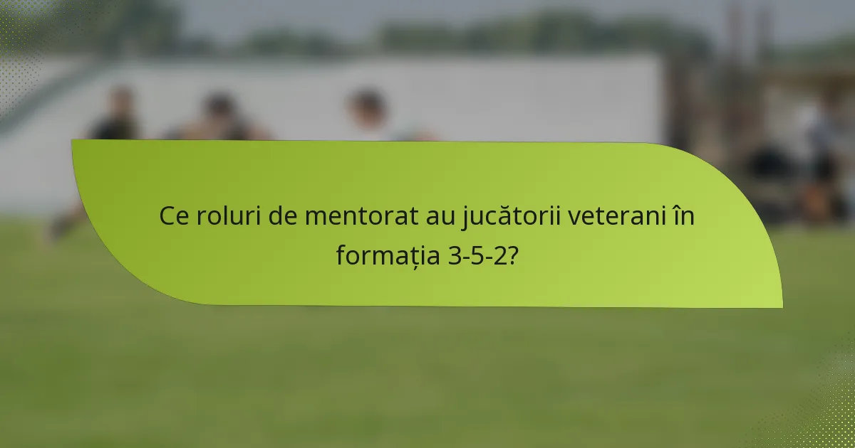 Ce roluri de mentorat au jucătorii veterani în formația 3-5-2?